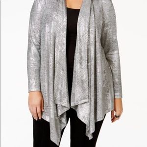Calvin Klein Metallic Draped Waterfall Cardigan 3X